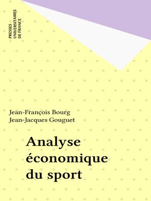 cover image of Analyse économique du sport